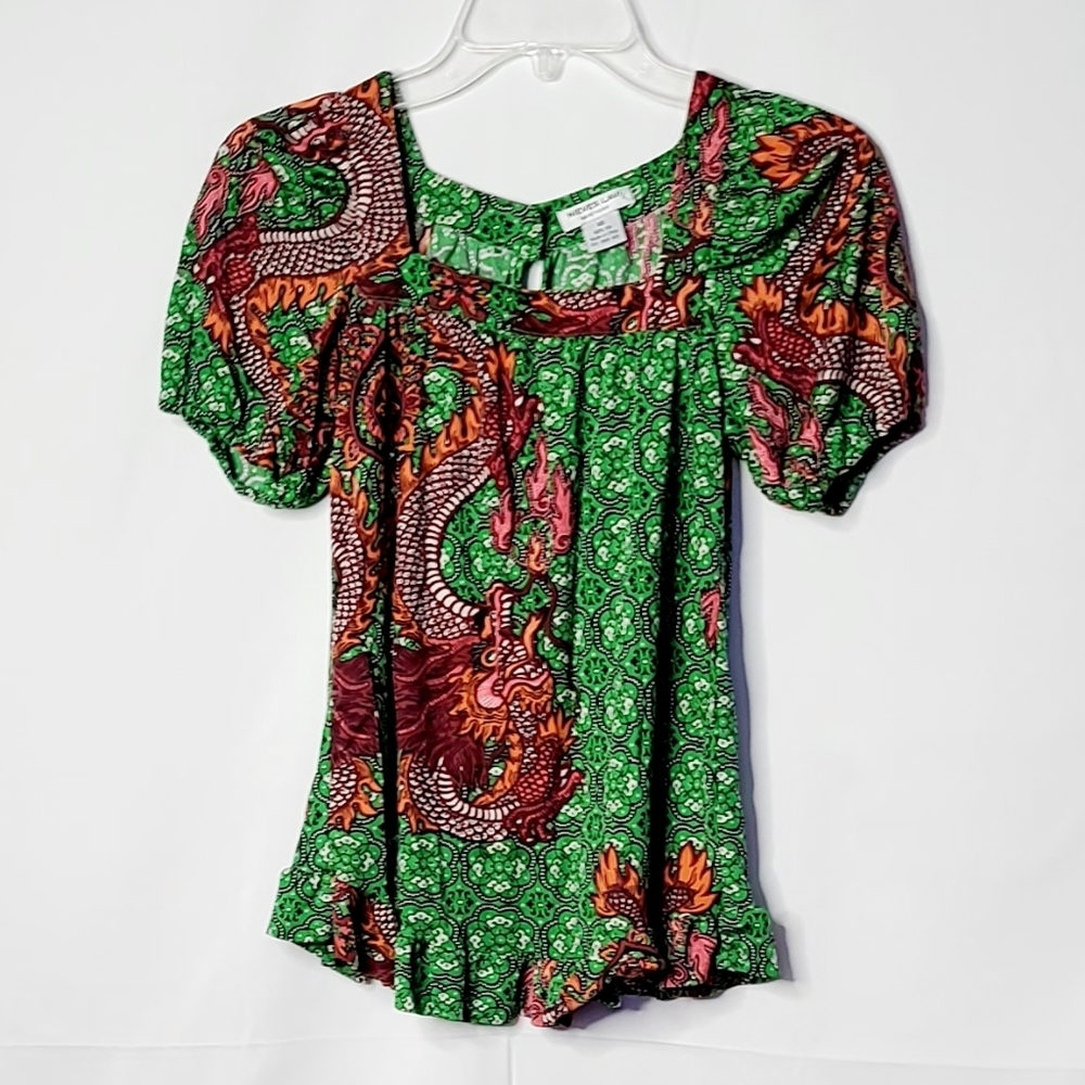 NWOT Nieves Lavi New York Square neck ruffle top
